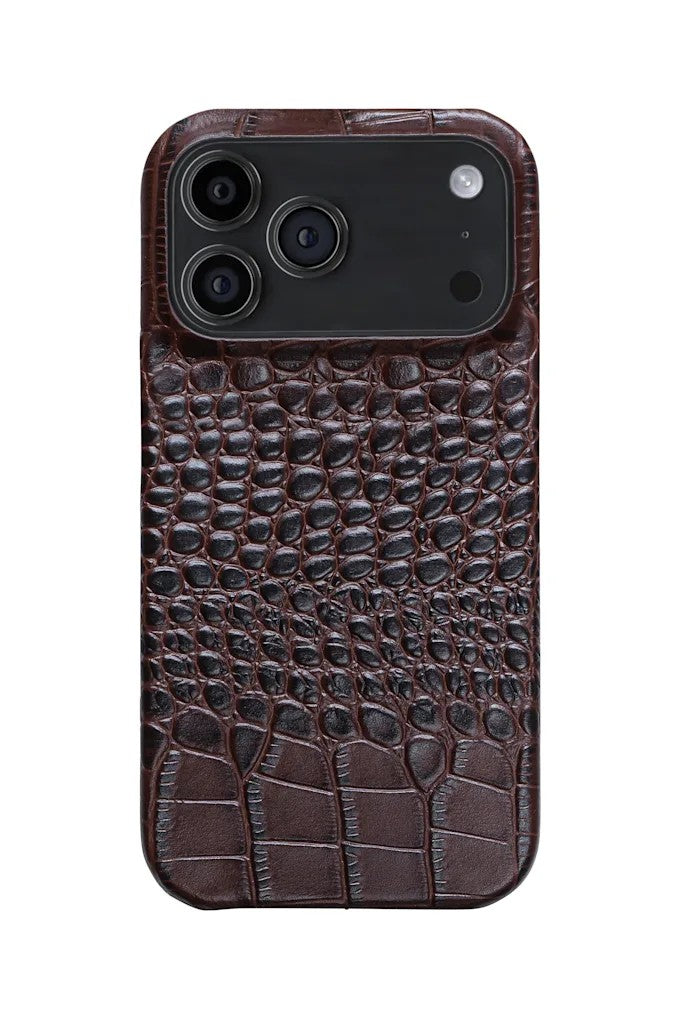 iPhone 17 Pro Max Crocodile Leather Case with MagSafe - Brown