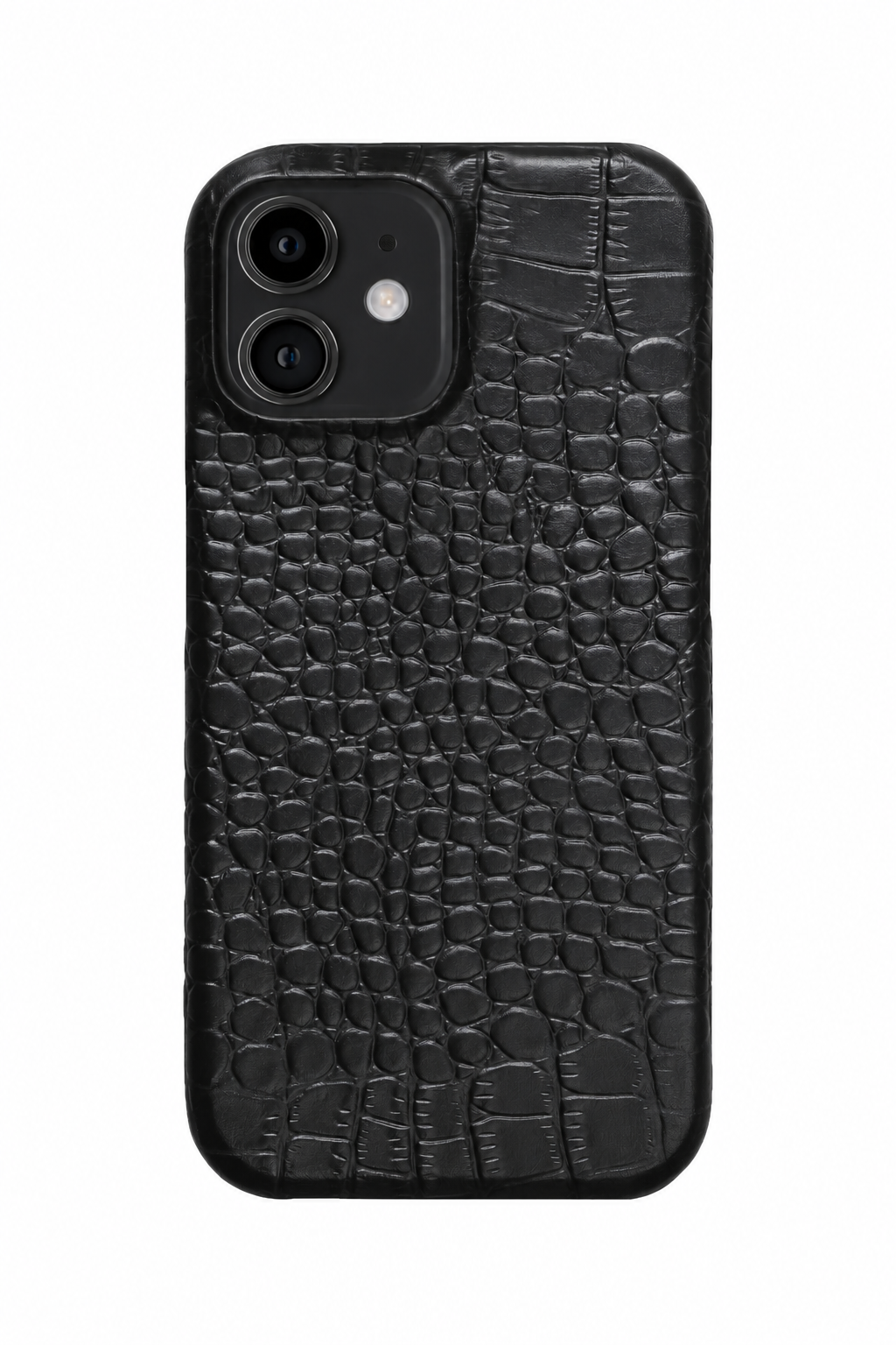 iPhone 12 Crocodile Leather Case with MagSafe - Black, rear view