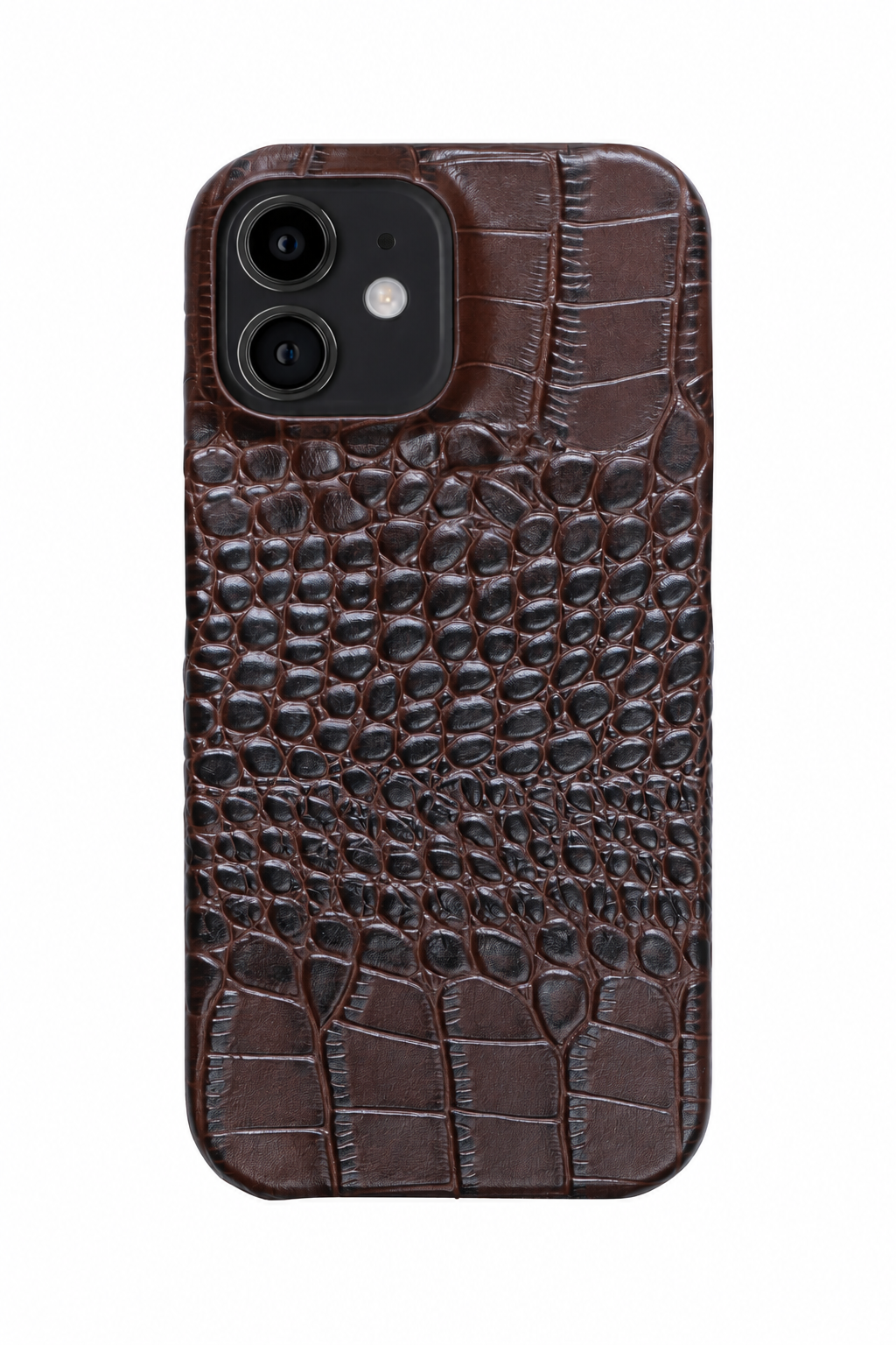 iPhone 12 Crocodile Leather Case with MagSafe - Brown, rear view