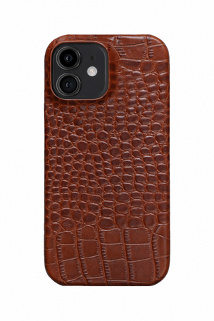 iPhone 12 Crocodile Leather Case with MagSafe - Light Brown, rear view