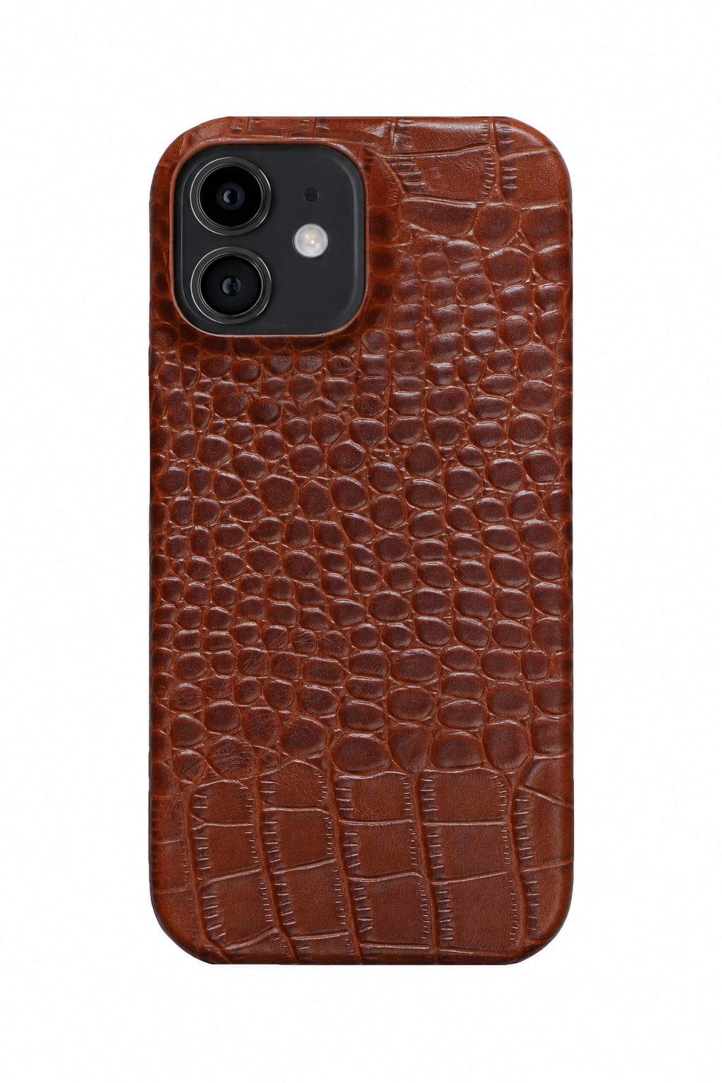 iPhone 12 Crocodile Leather Case with MagSafe - Light Brown, rear view