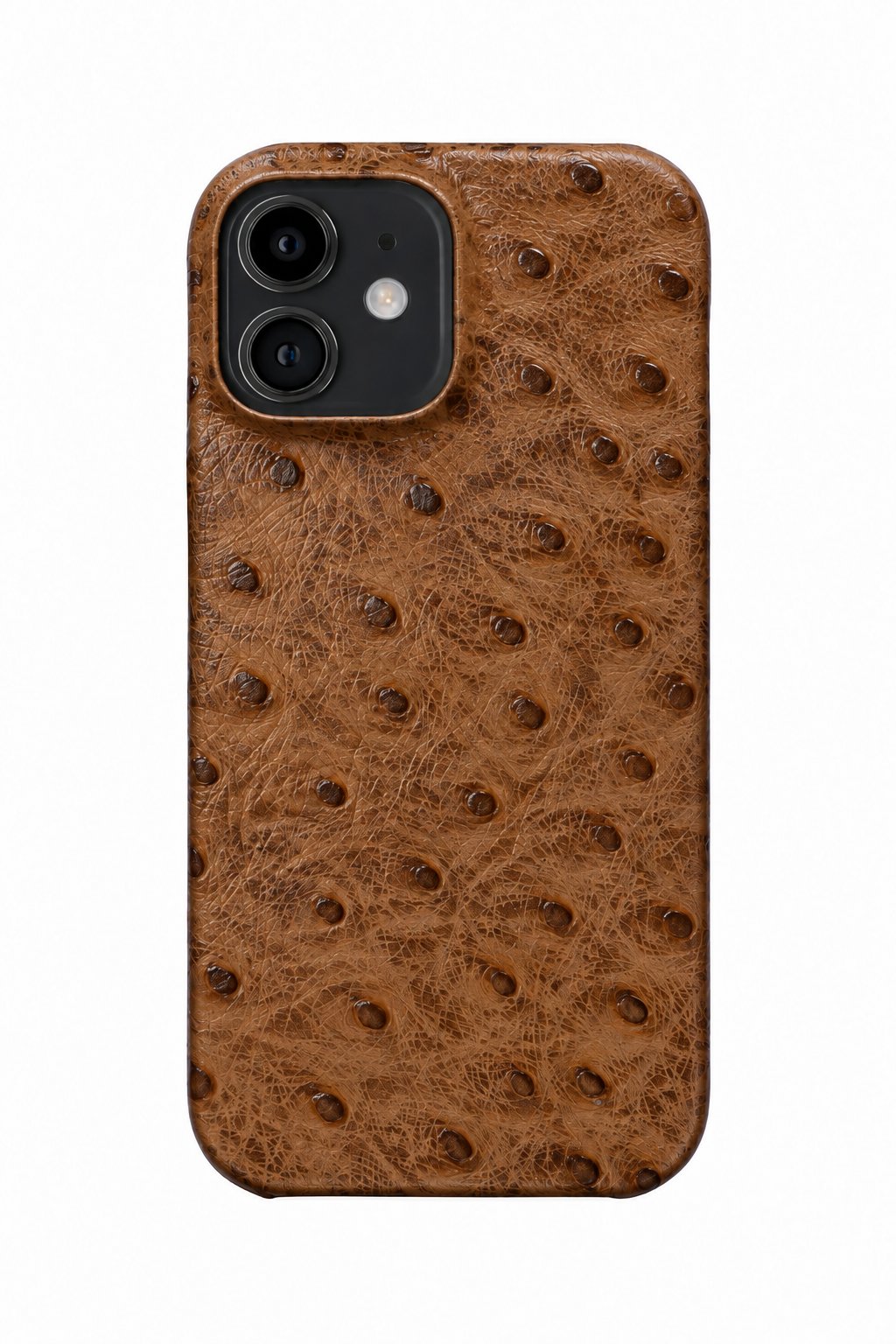 iPhone 12 Mini Ostrich Leather Case with MagSafe - Brown, rear view