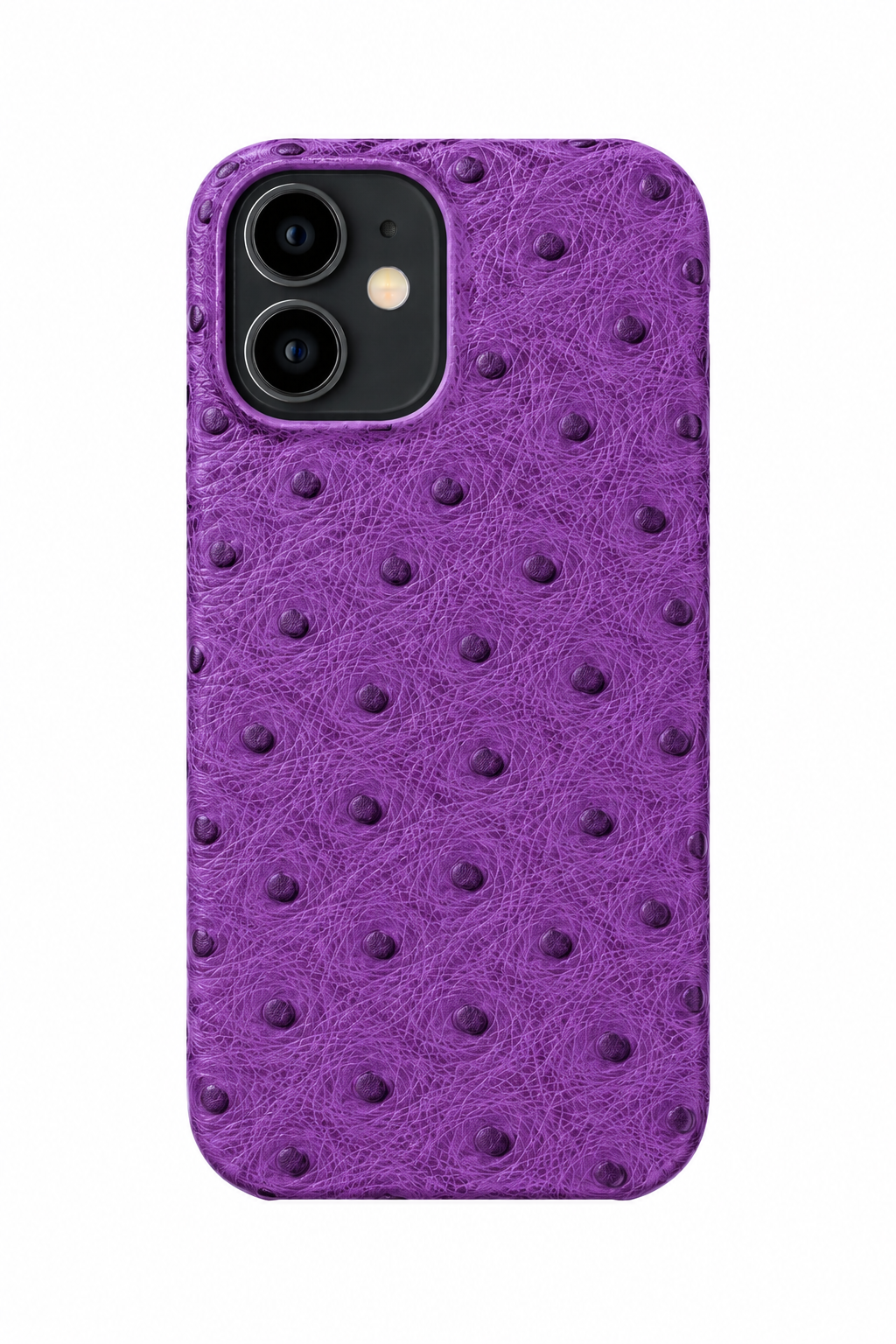 iPhone 12 Mini Ostrich Leather Case with MagSafe - Purple, rear view