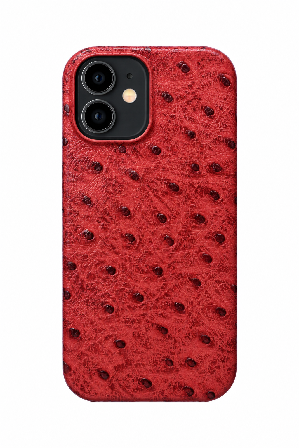 iPhone 12 Mini Ostrich Leather Case with MagSafe - Red, rear view