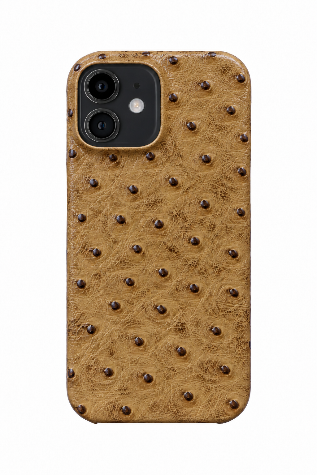 iPhone 12 Ostrich Leather Case with MagSafe - Light Brown, rear view