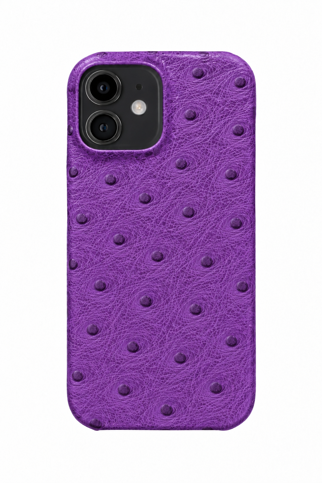 iPhone 12 Ostrich Leather Case with MagSafe - Purple, rear view