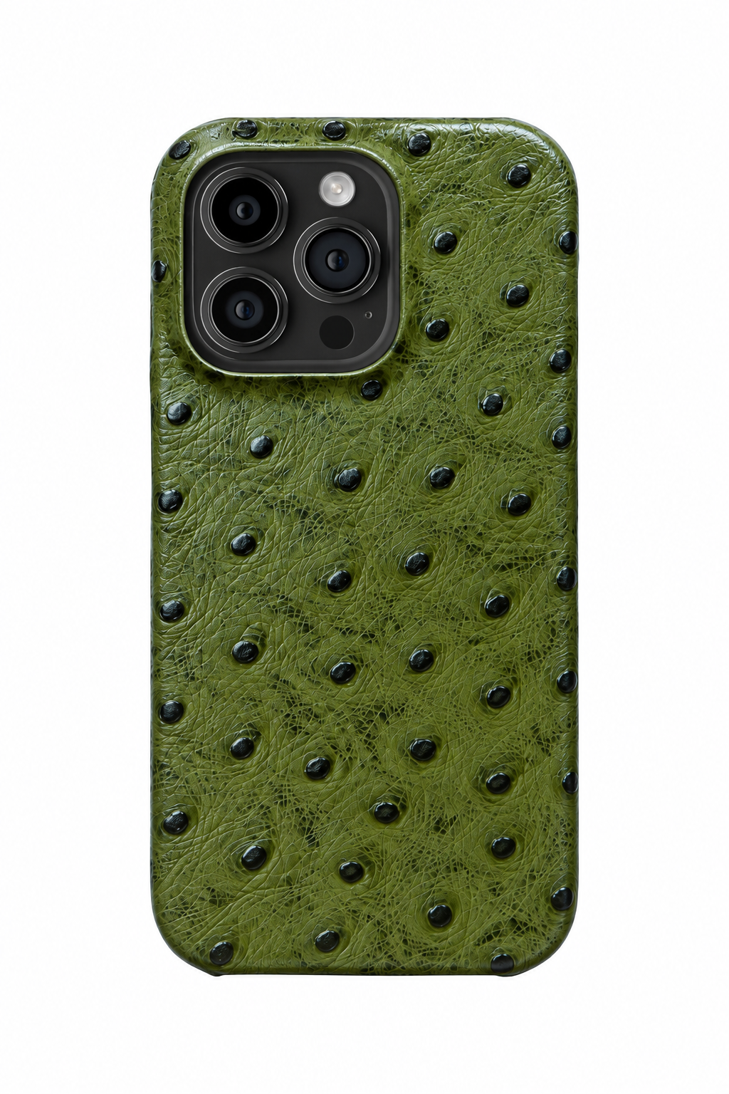 iPhone 12 Pro Max Ostrich Leather Case with MagSafe - Army Green, rear view