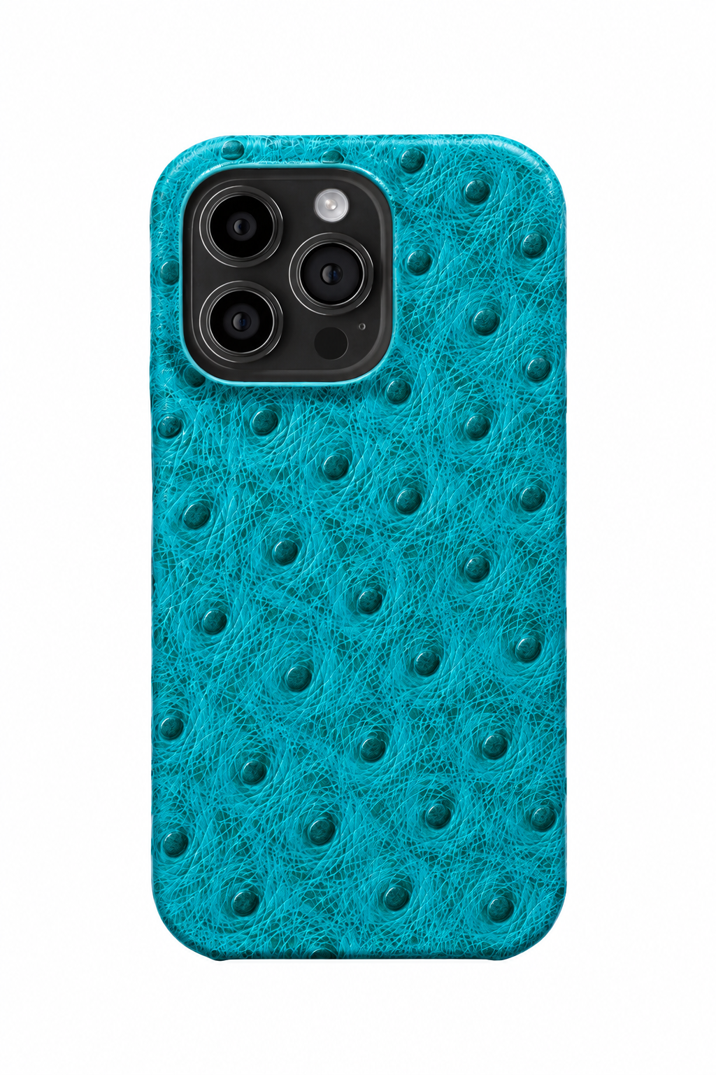 iPhone 12 Pro Max Ostrich Leather Case with MagSafe - Cyan, rear view