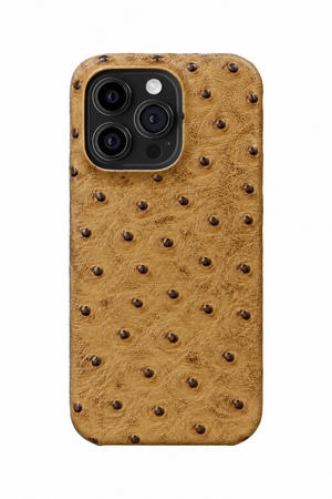 iPhone 12 Pro Max Ostrich Leather Case with MagSafe - Light Brown, rear view