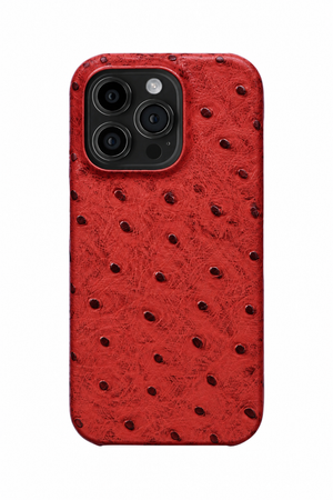 iPhone 12 Pro Max Ostrich Leather Case with MagSafe - Red, rear view