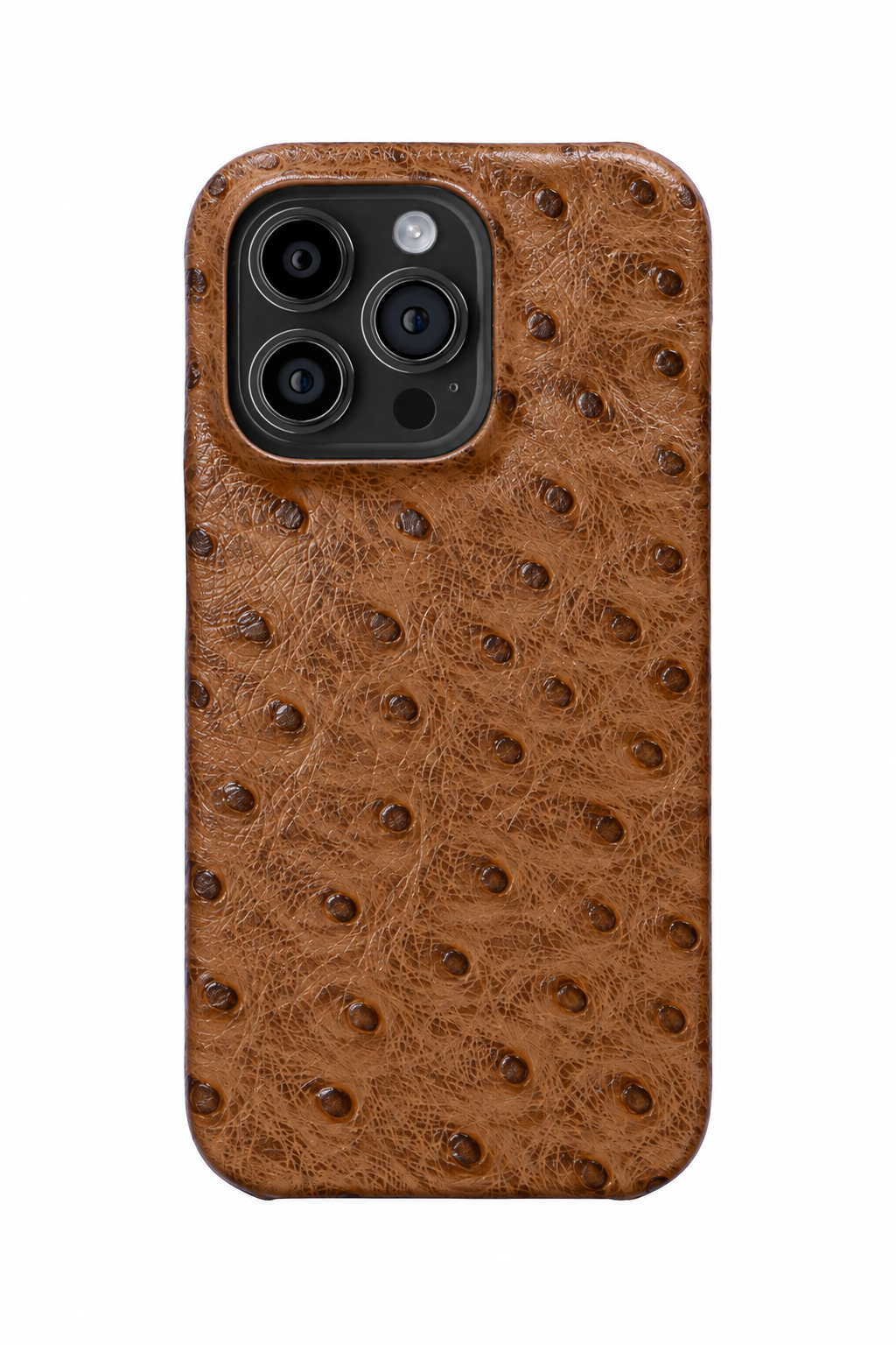 iPhone 12 Pro Ostrich Leather Case with MagSafe - Brown, rear view