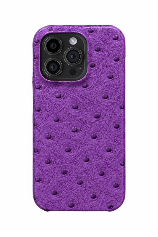 iPhone 12 Pro Ostrich Leather Case with MagSafe - Purple, rear view
