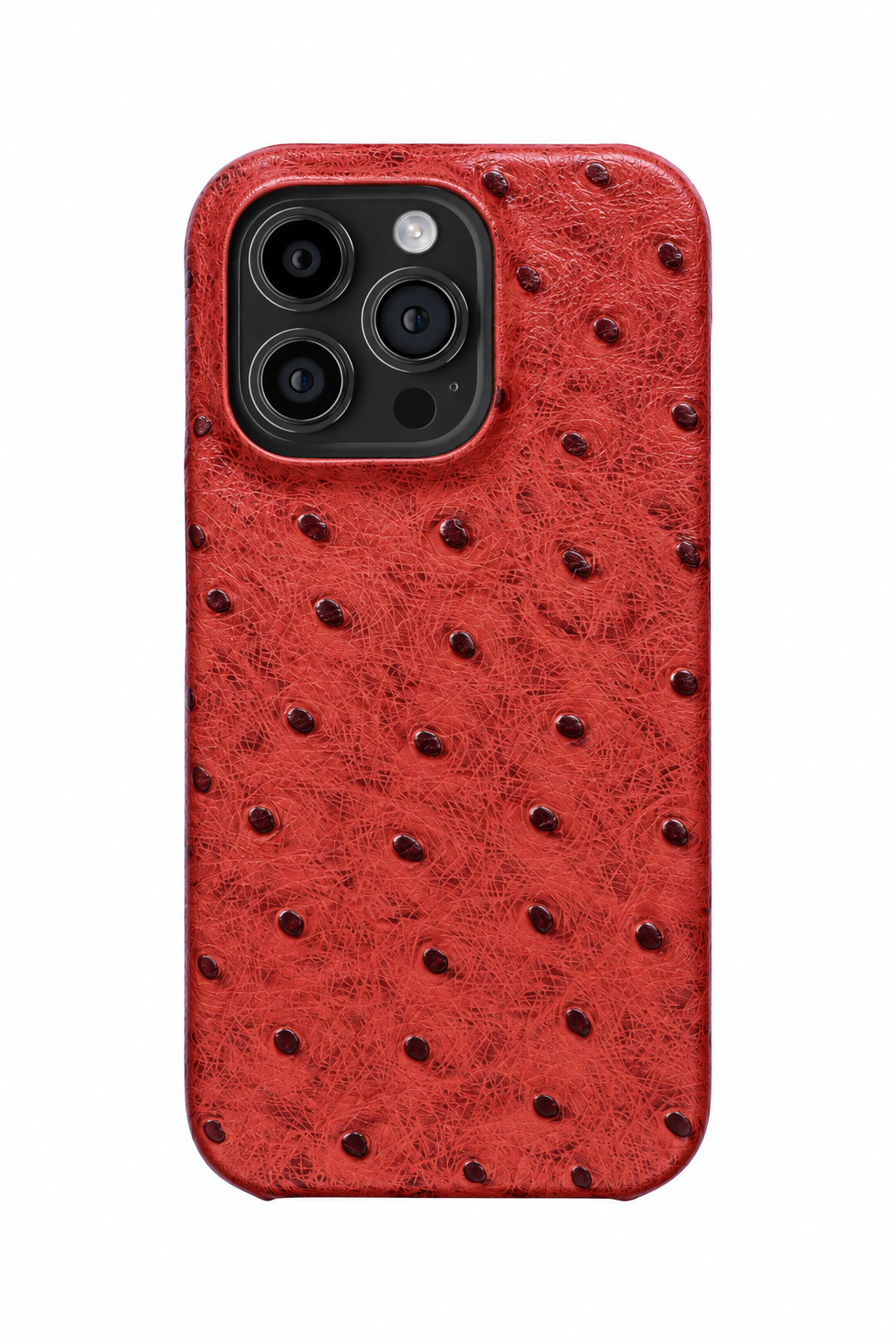 iPhone 12 Pro Ostrich Leather Case with MagSafe - Red, rear view