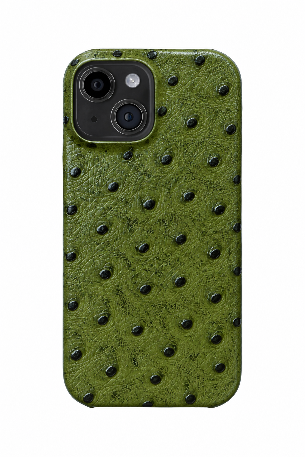 iPhone 13 Mini Ostrich Leather Case with MagSafe - Army Green, rear view