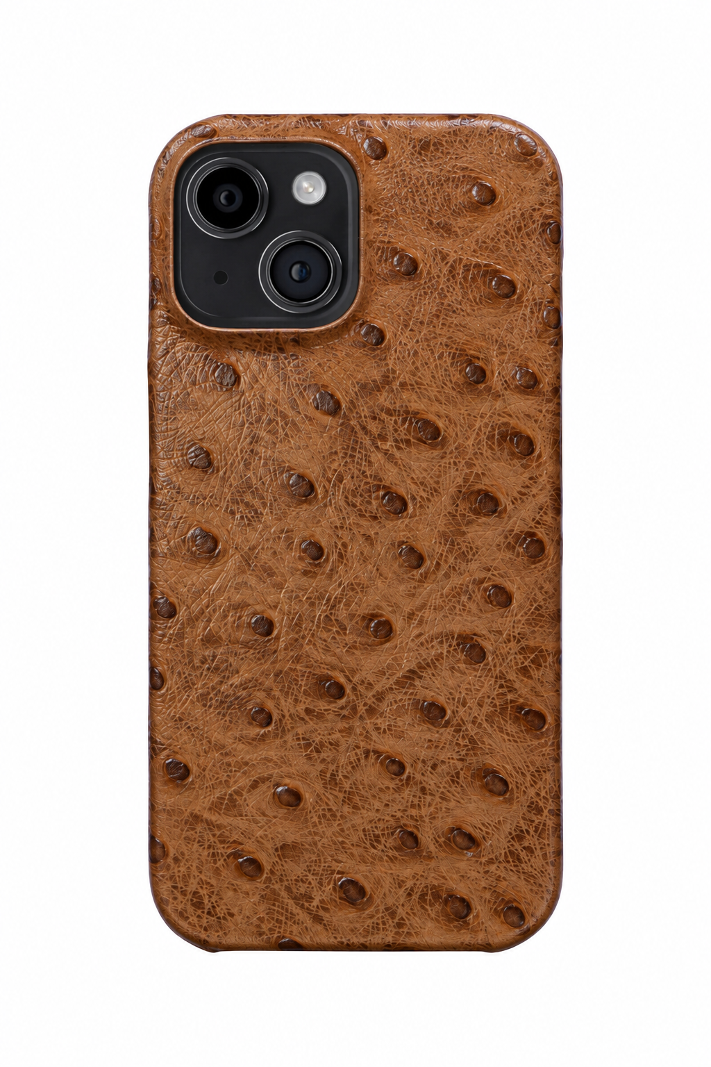 iPhone 13 Mini Ostrich Leather Case with MagSafe - Brown, rear view