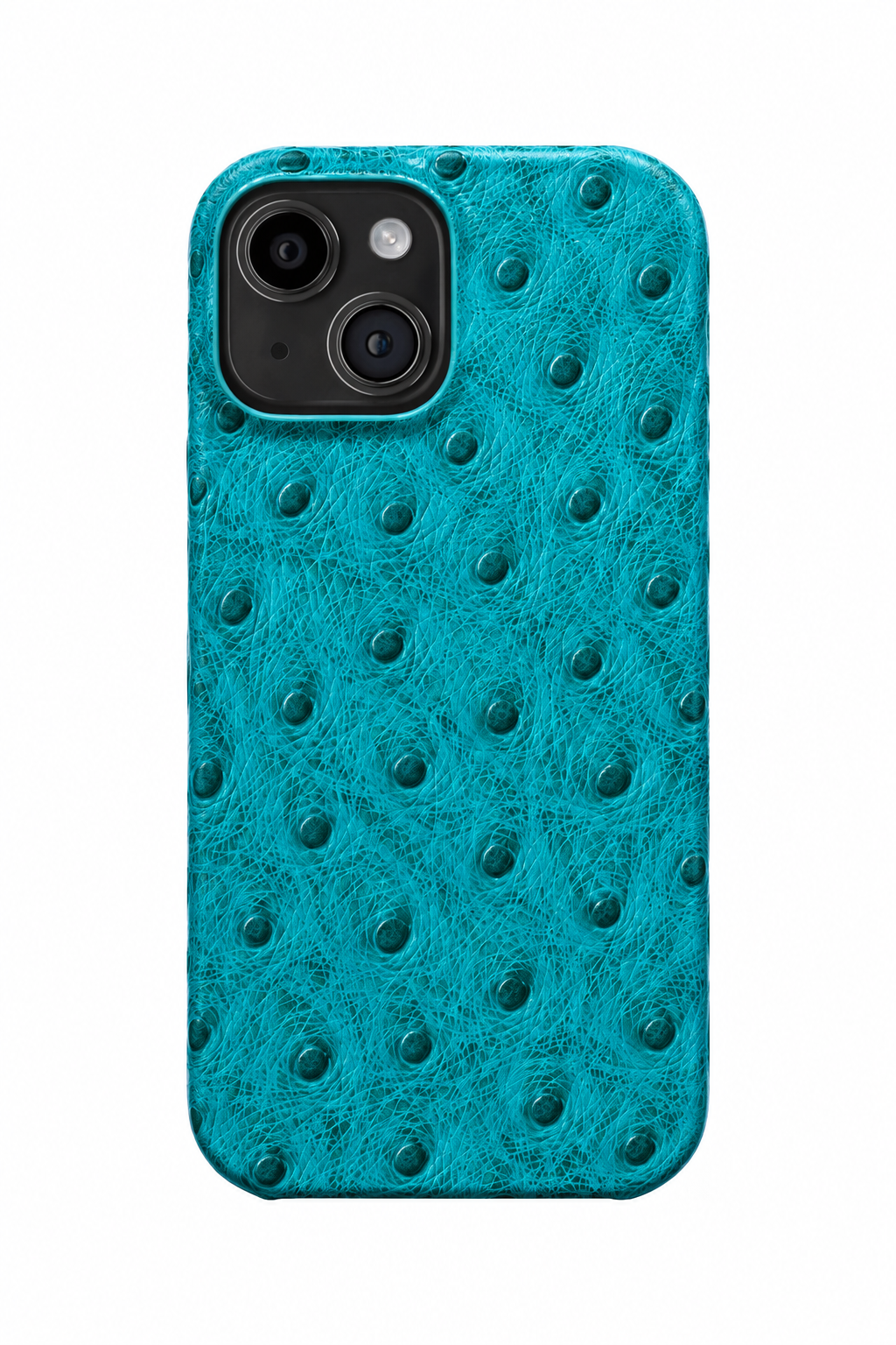 iPhone 13 Mini Ostrich Leather Case with MagSafe - Cyan, rear view