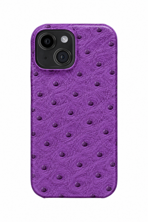 iPhone 13 Mini Ostrich Leather Case with MagSafe - Purple, rear view