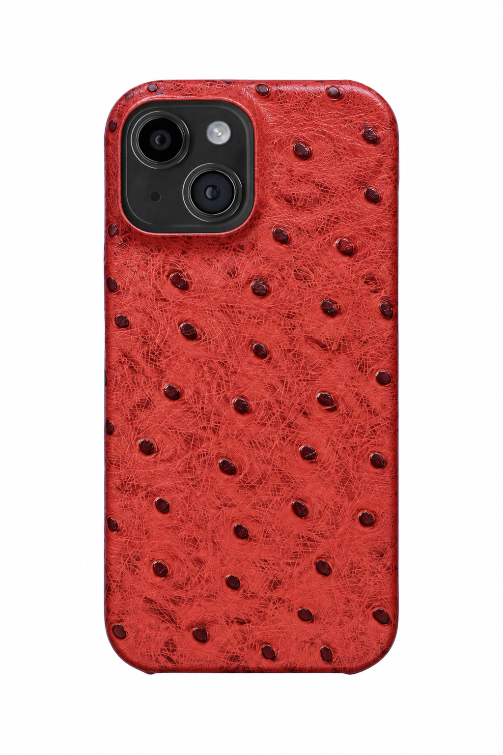 iPhone 13 Mini Ostrich Leather Case with MagSafe - Red, rear view