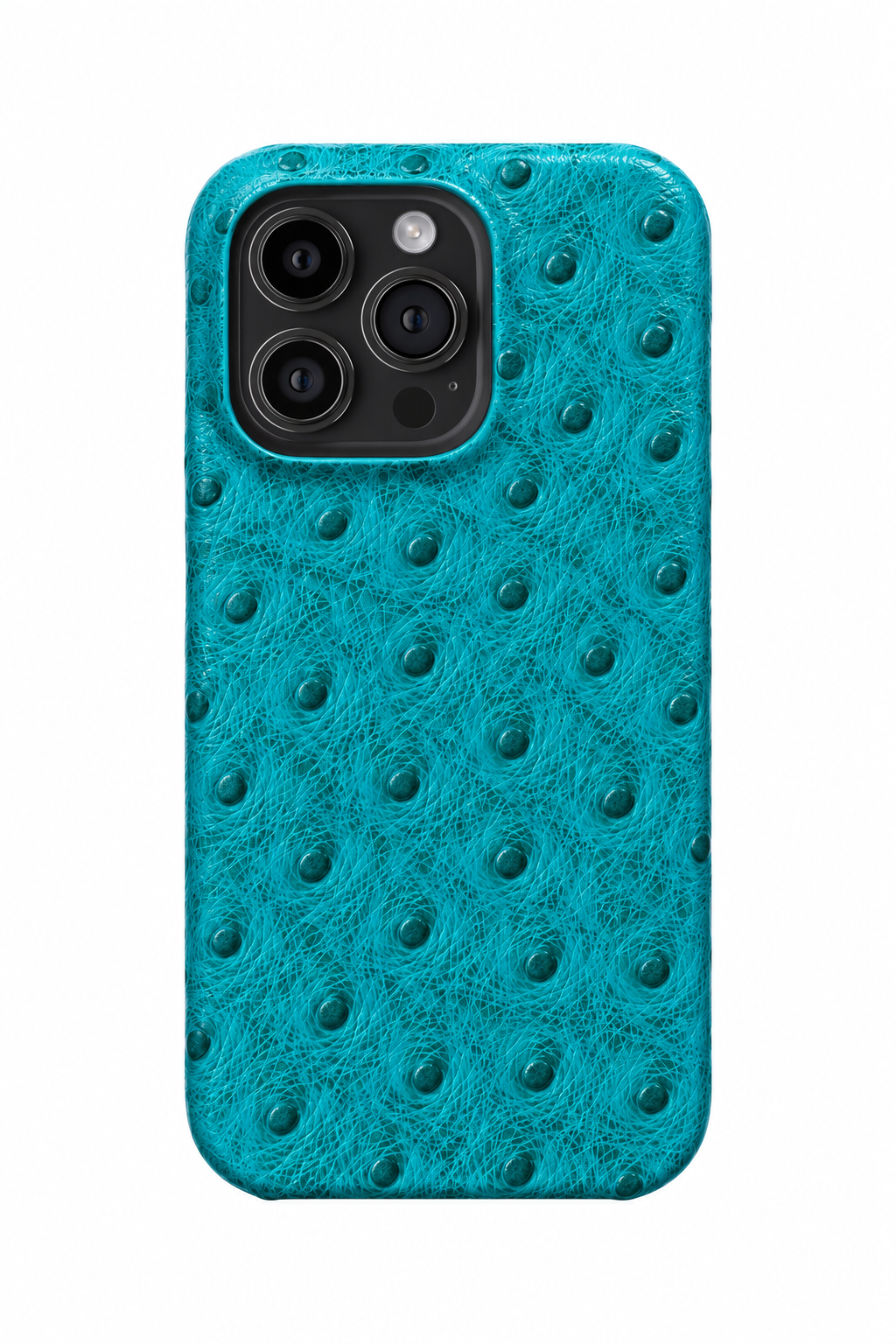 iPhone 13 Pro Max Ostrich Leather Case with MagSafe - Cyan, rear view