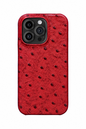 iPhone 13 Pro Max Ostrich Leather Case with MagSafe - Red, rear view
