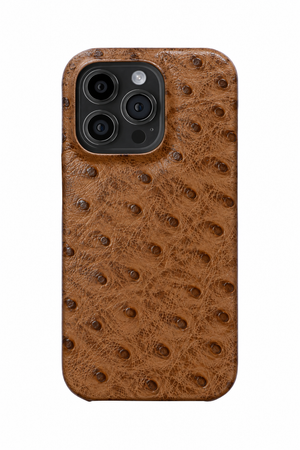 iPhone 13 Pro Ostrich Leather Case with MagSafe - Brown, rear view
