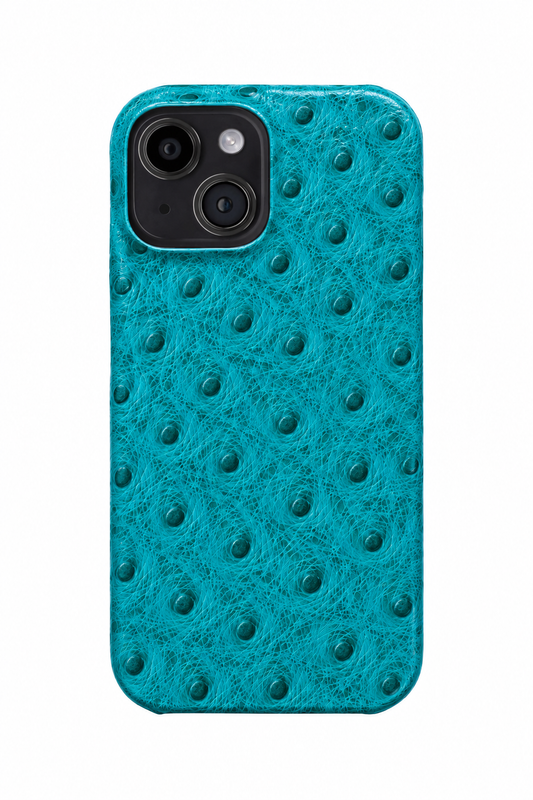 iPhone 14 Ostrich Leather Case with MagSafe - Cyan