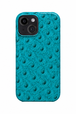iPhone 14 Plus Ostrich Leather Case with MagSafe - Cyan