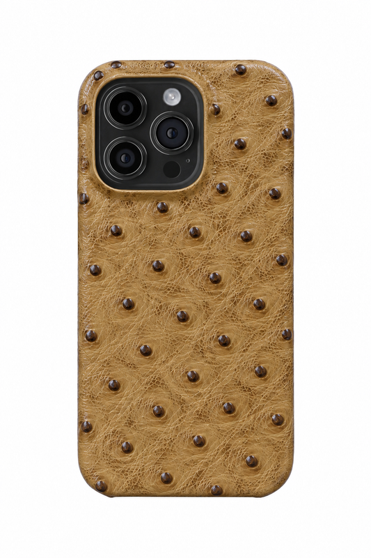 iPhone 14 Pro Max Ostrich Leather Case with MagSafe - Light Brown