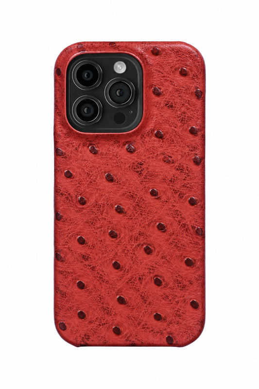 iPhone 14 Pro Ostrich Leather Case with MagSafe - Red