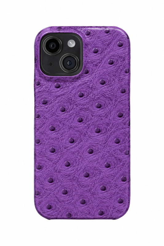 iPhone 15 Ostrich Leather Case with MagSafe - Purple
