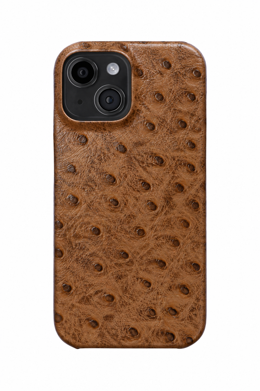 iPhone 15 Plus Ostrich Leather Case with MagSafe - Brown