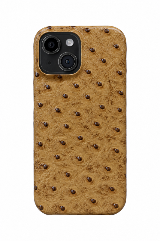 iPhone 15 Plus Ostrich Leather Case with MagSafe - Light Brown