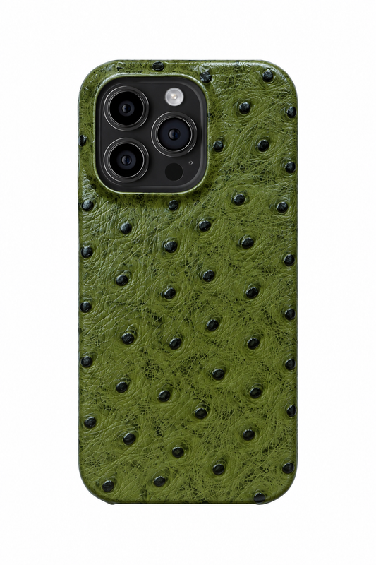 iPhone 15 Pro Max Ostrich Leather Case with MagSafe - Army Green