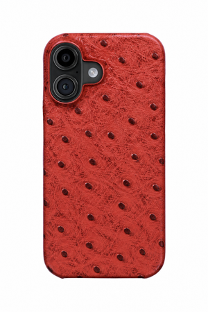 iPhone 16 Plus Ostrich Leather Case with MagSafe - Red