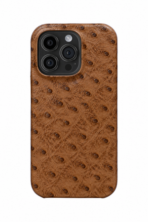 iPhone 16 Pro Max Ostrich Leather Case with MagSafe - Brown