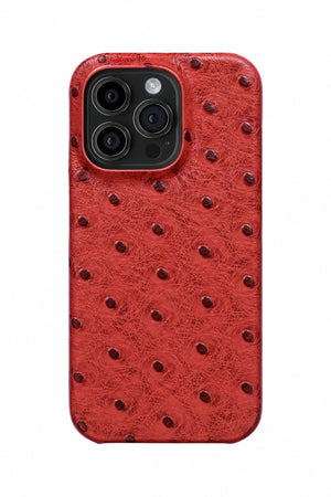 iPhone 16 Pro Max Ostrich Leather Case with MagSafe - Red