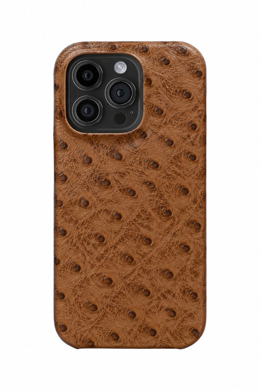 iPhone 16 Pro Ostrich Leather Case with MagSafe - Brown