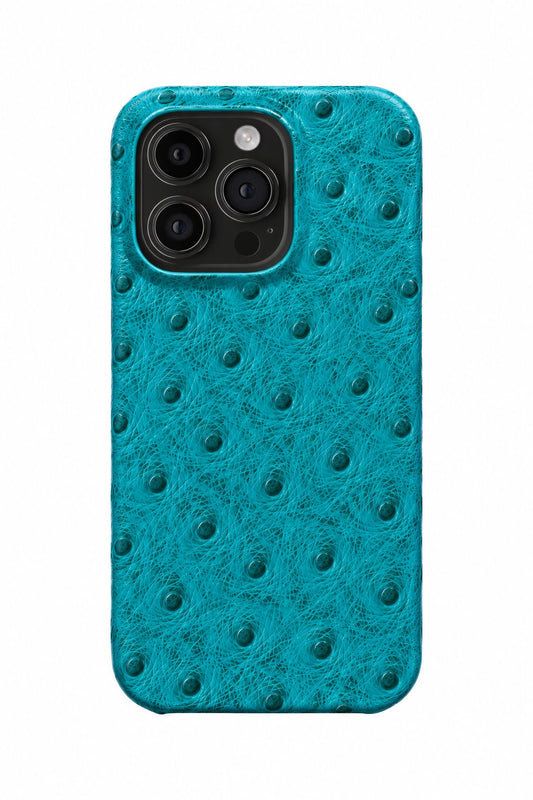 iPhone 16 Pro Ostrich Leather Case with MagSafe - Cyan