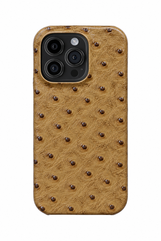 iPhone 16 Pro Ostrich Leather Case with MagSafe - Light Brown