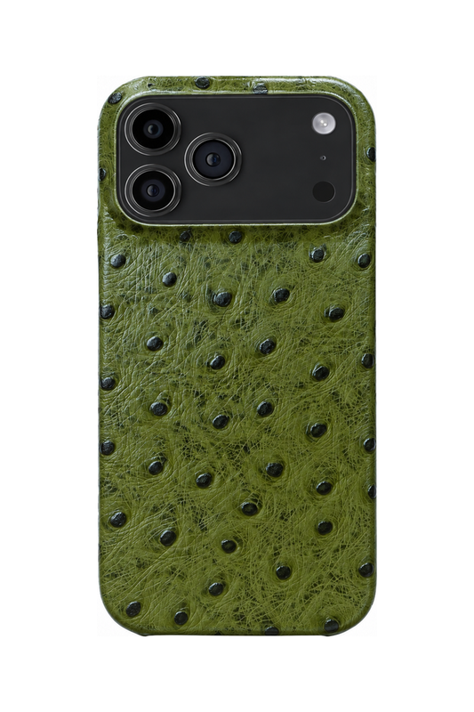 iPhone 17 Pro Max Ostrich Leather Case with MagSafe - Army Green