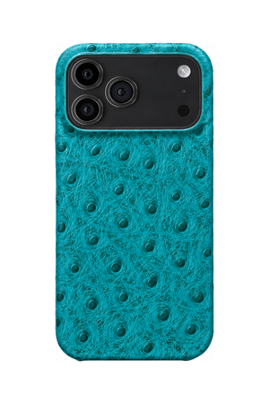 iPhone 17 Pro Max Ostrich Leather Case with MagSafe - Cyan