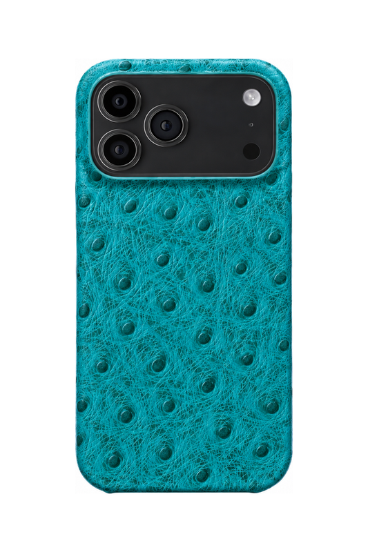 iPhone 17 Pro Max Ostrich Leather Case with MagSafe - Cyan