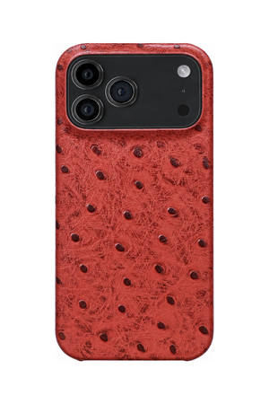 iPhone 17 Pro Max Ostrich Leather Case with MagSafe - Red