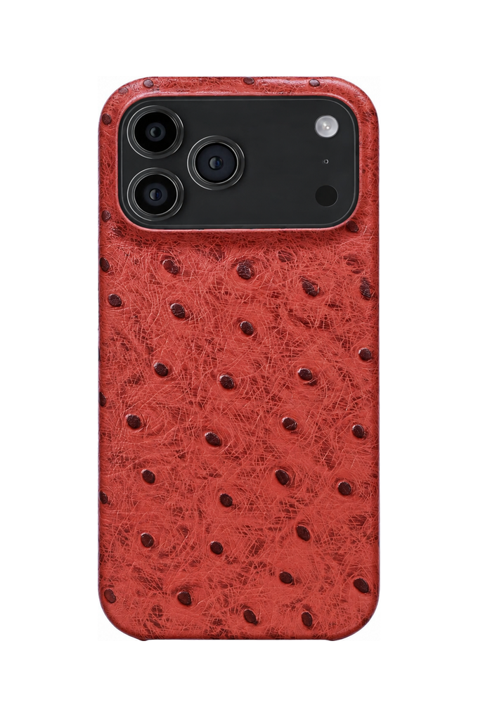 iPhone 17 Pro Max Ostrich Leather Case with MagSafe - Red