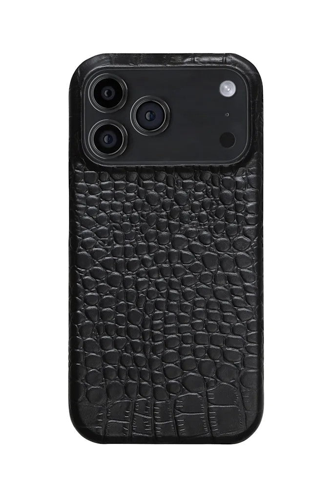 iPhone 18 Pro Crocodile Leather Case with MagSafe - Black