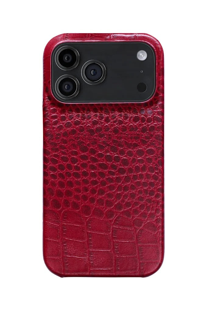 iPhone 18 Pro Crocodile Leather Case with MagSafe - Red